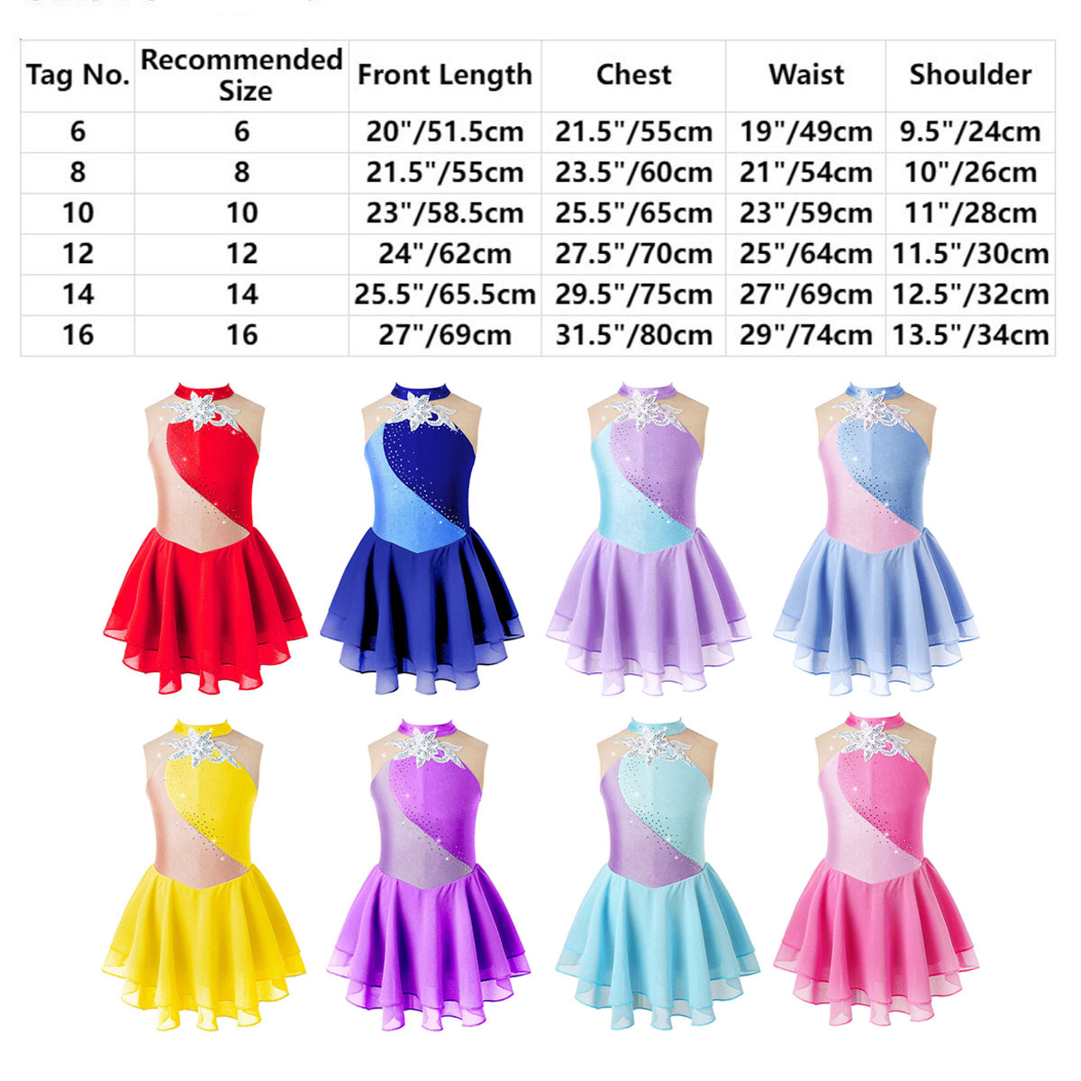 Niños Niñas lentejuelas Ballet danza Leoatards figura patinaje sobre hielo vestido de manga larga falda de empalme de malla tutú gimnasia leotardo disfraz