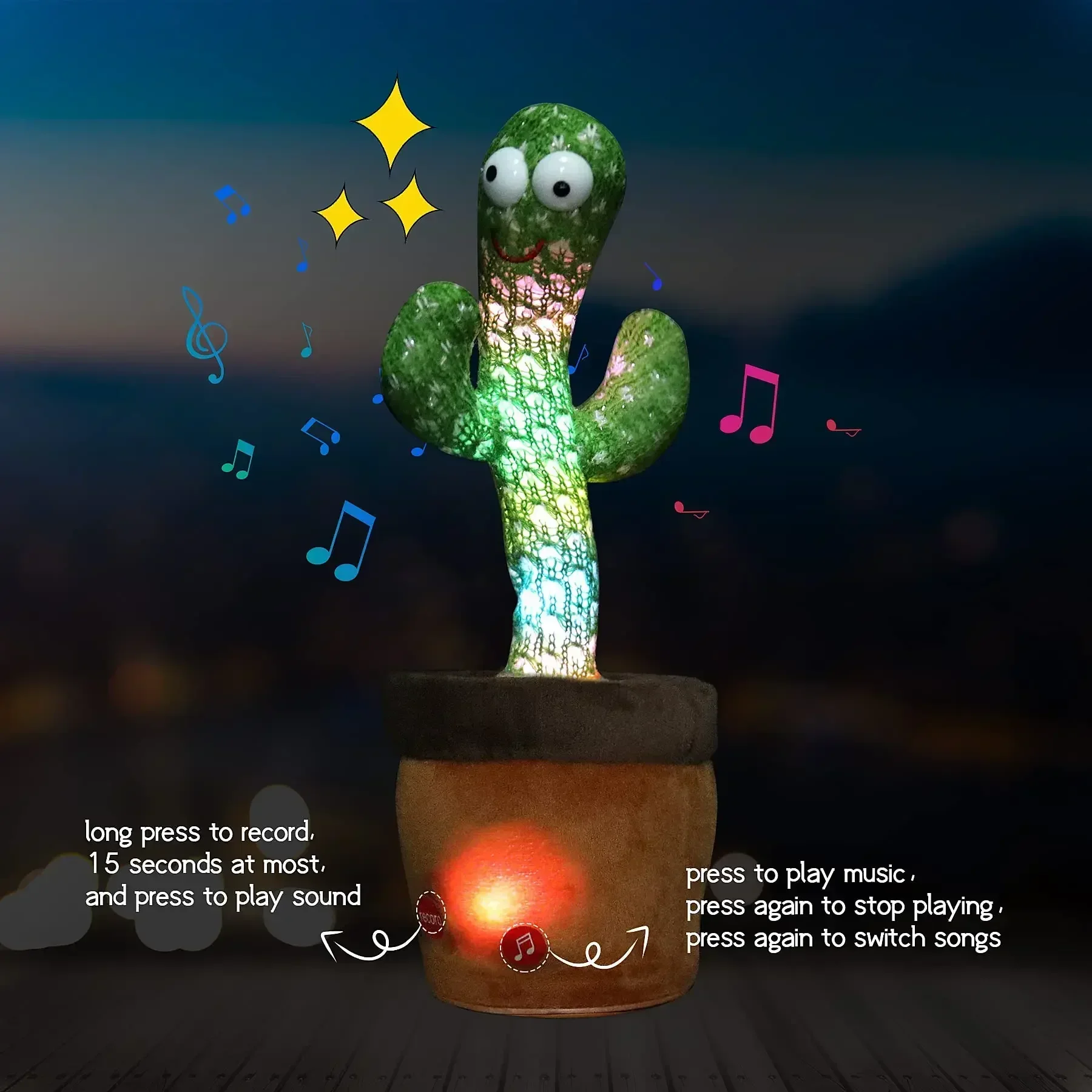 A Talking Cactus Toy Rechargeable Dancer Cactus Glowing Dancing Spanish Electronic Plush Toy For Kids