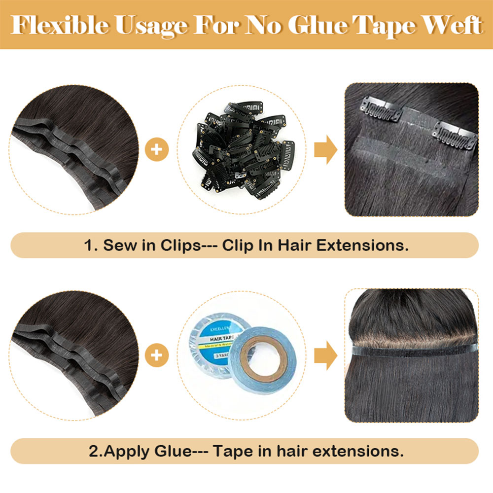 Naadloze PU-tape Inslag Extensions van echt haar Lange PU-huidinslagtape in haarextensies Geen lijm Echt haar Voor fijn haar Lange inslag