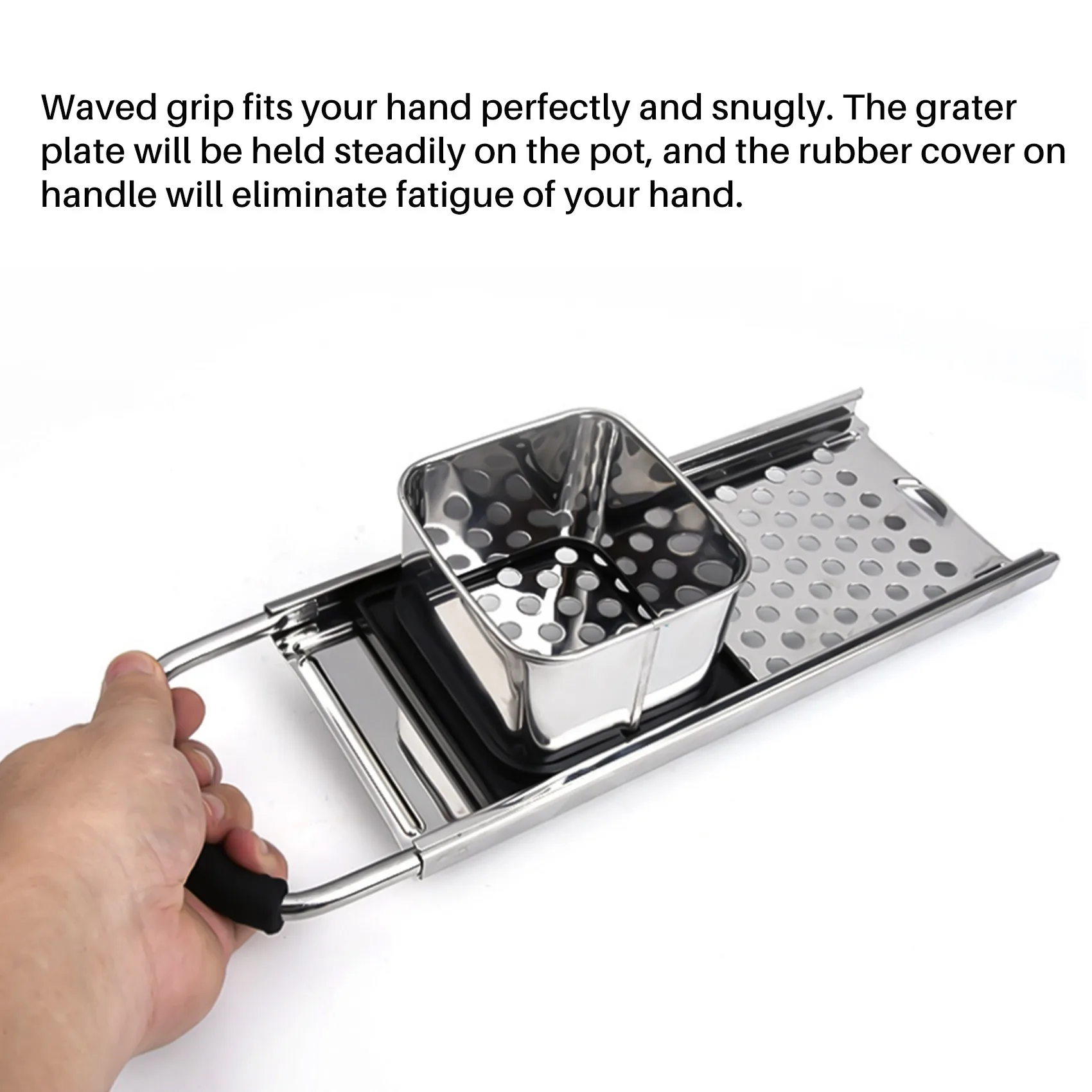 BABQ Spaetzle Maker in acciaio inossidabile con impugnatura in gomma confortevole per noodle con gnocchi
