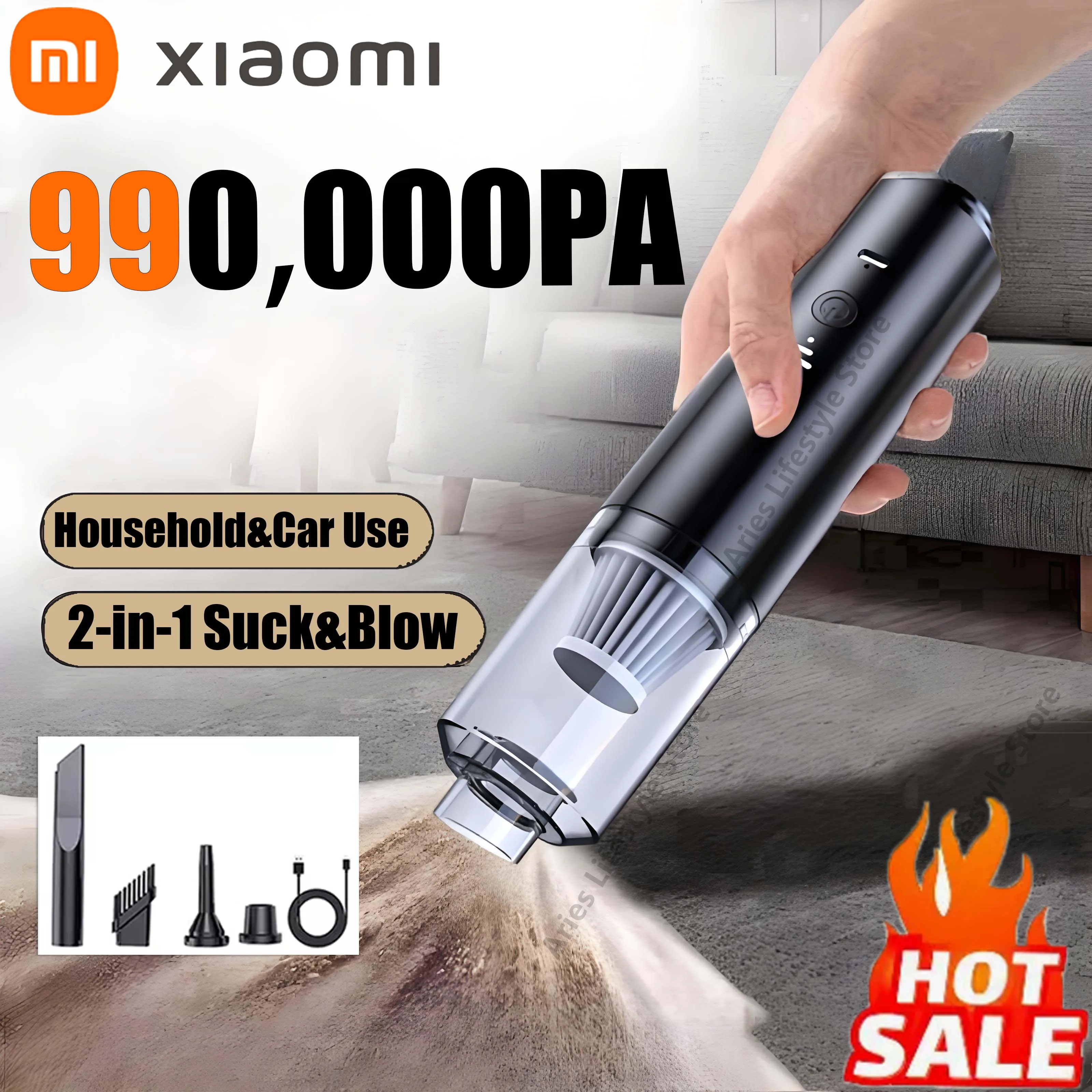 Xiaomi-aspiradora potente de mano inalámbrica, aspirador de succión para el hogar, limpieza sin rincones muertos, 990000pa, nuevo