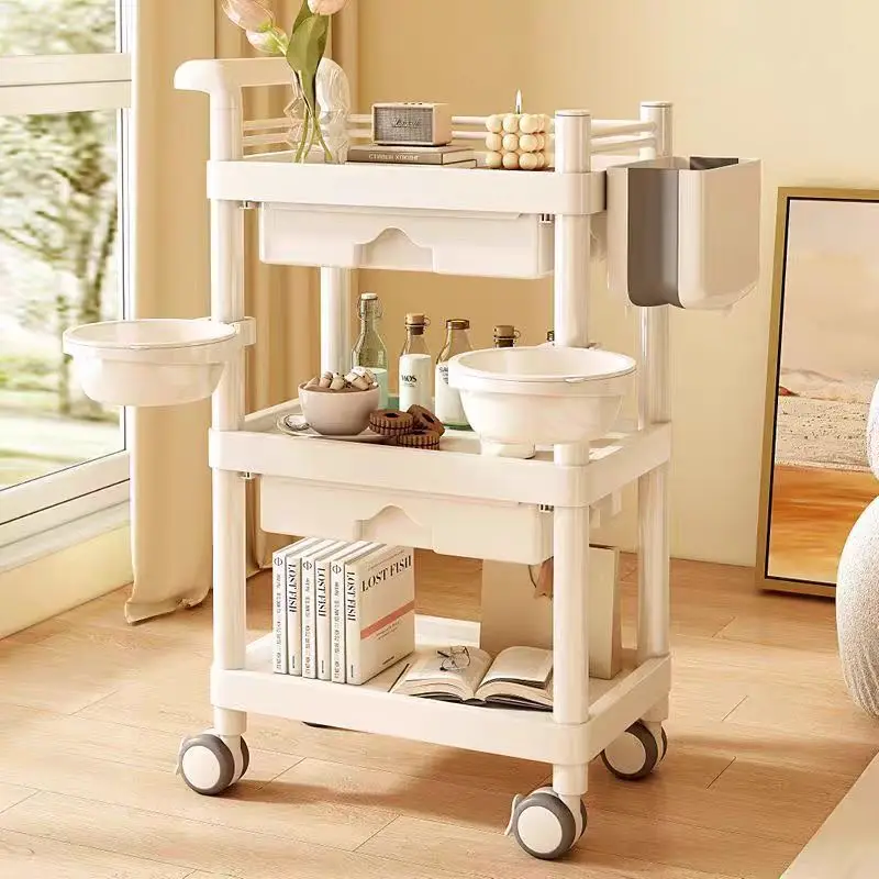 Carrello professionale per salone di bellezza Carrello portaoggetti per attrezzi Scaffale mobile Supporto per coppettazione Organizzatore di attrezzature per piccole bolle