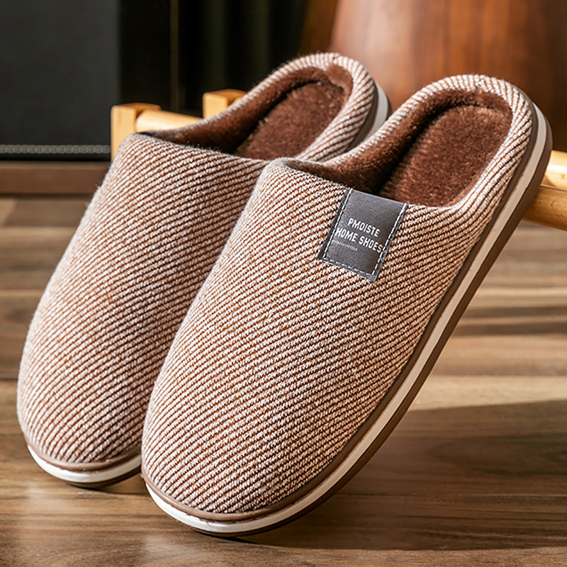 Zapatillas de hombre de tendencia, zapatillas de algodón cálidas para invierno, zapatos planos para hombre, chanclas suaves antideslizantes, zapatillas de interior para el hogar de talla grande 40-51