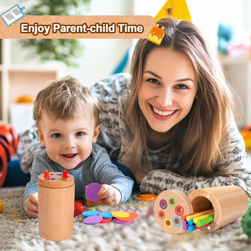 Montessori Educational Toys Wooden Stick Baby Learning Color Sorting Toys for Toddlers Fine Motor Development Sensory Match Game