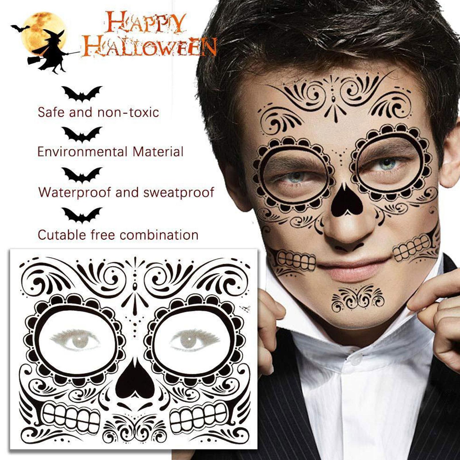 入れ墨,顔のステッカー,13枚,砂糖,スカル,一時的,ハロウィーンパーティー,顔のメイクの日