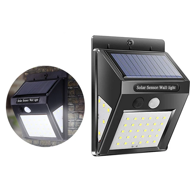 ใหม่ LED Sensor โคมไฟติดผนังพลังงานแสงอาทิตย์ 40 ลูกปัดโคมไฟกันน้ํากลางแจ้งสวน Courtyard โคมไฟตกแต่ง Street Corridor โคมไฟฉุกเฉิน