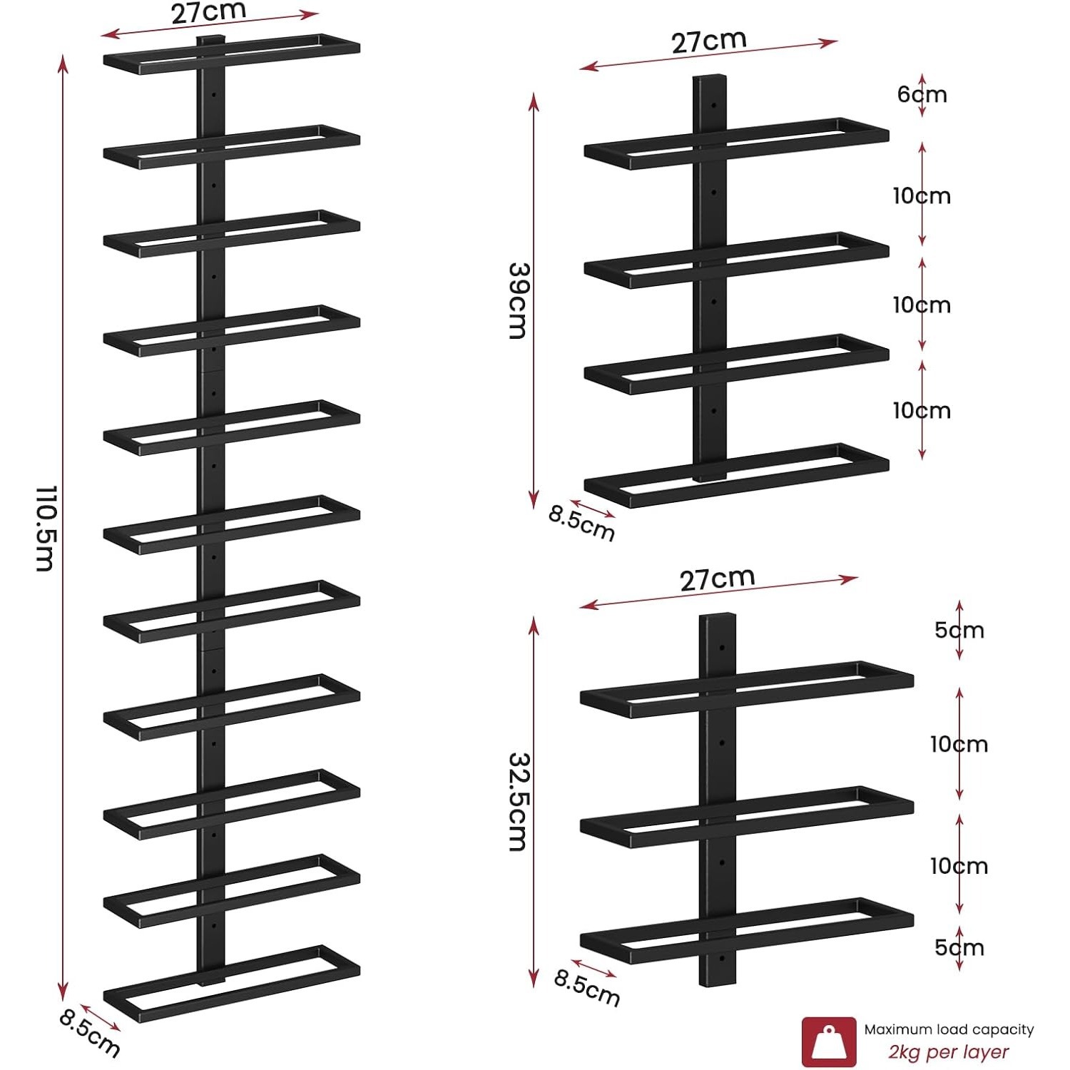 Wall Mounted Wine Rack for 11 Bottles, DIY Sturdy Wall Wine Storage Holders, Towel Rack, Wine Bottle Organizer, Freely Splicing