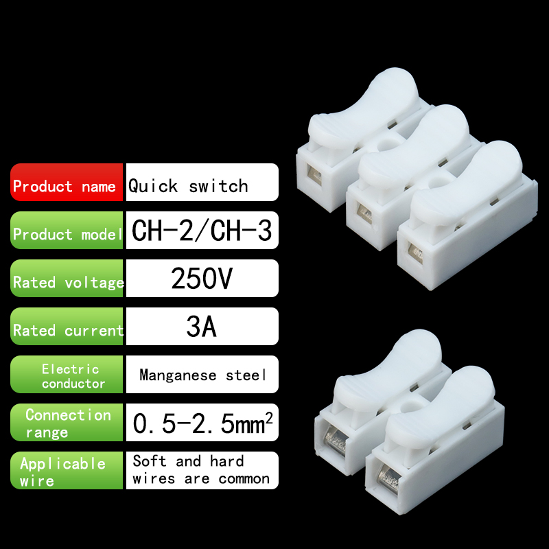 20/50Pcs No Solding Quick 1P 2P Cable Wire Connector No Screw Terminal Block Spring Clamp