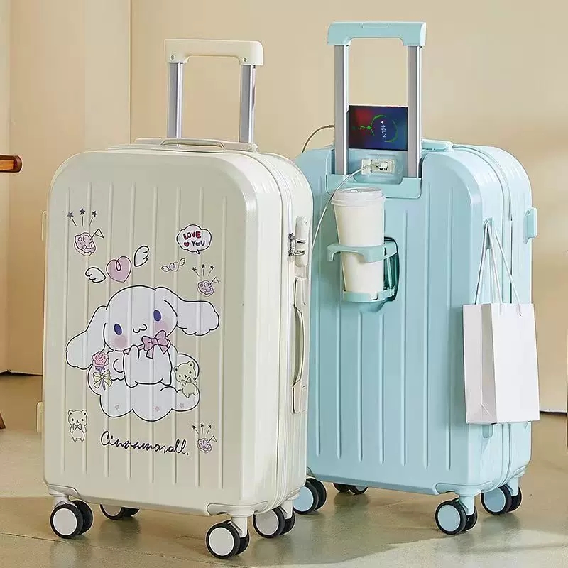 2024 New Women's High Capaci Luggage Cartoon Pullman Travel Suitcase Student Password Lock Large Capaci Travel Bag
