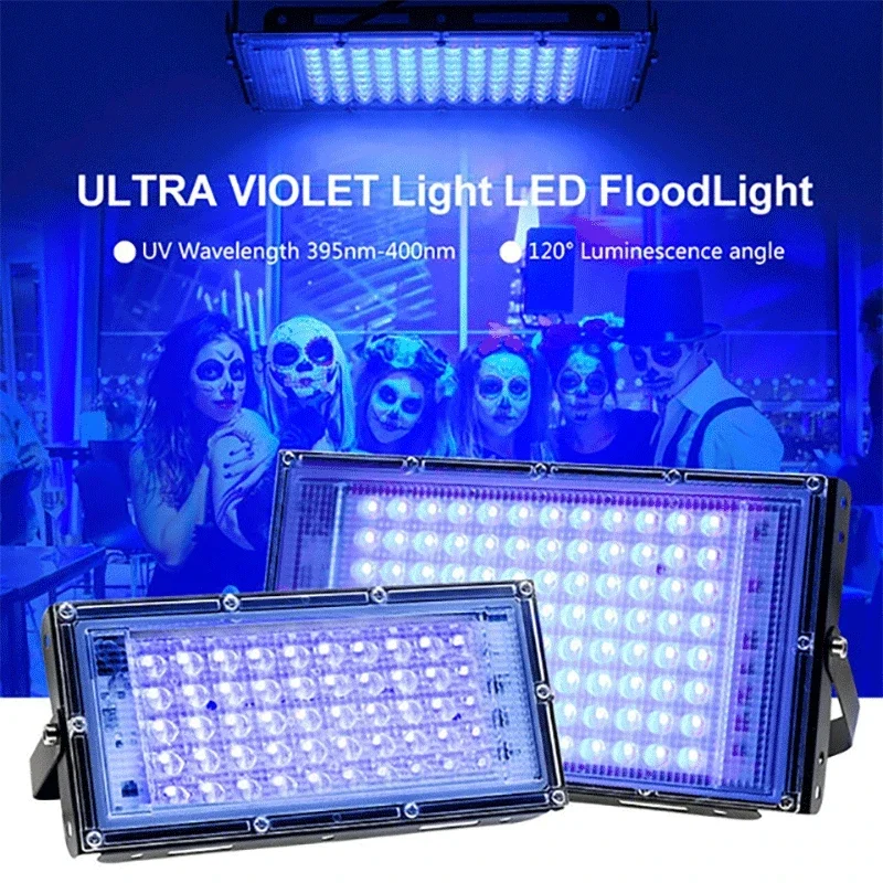 UV LED投光器 50W 100W 150W 220V 屋外投光照明 395nm 400nm 紫外線蛍光ステージランプ LEDステージブラックライト
