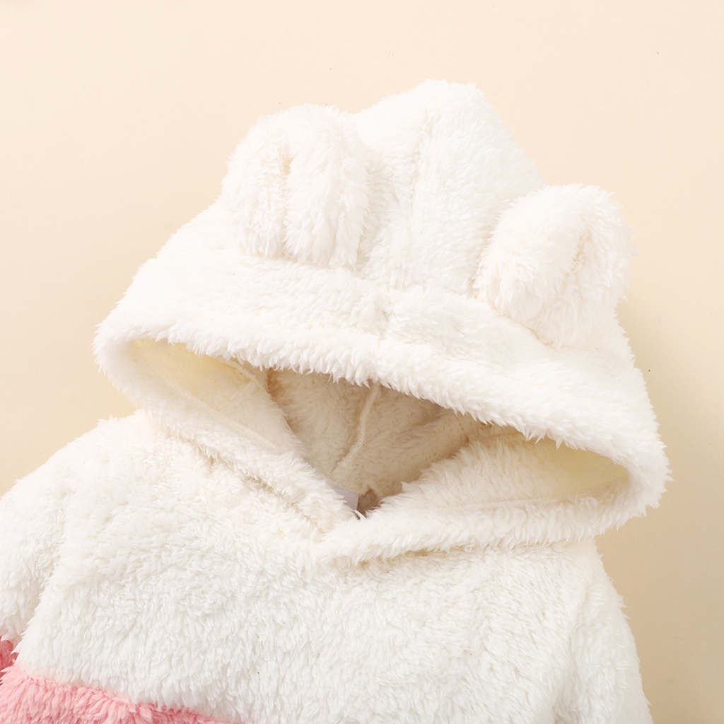 0-2 anni Neonato Ragazza Fluff Vestiti con cappuccio Set Felpa con cappuccio a maniche lunghe Top + Pantalone Autunno e inverno Caldo quotidiano 2 pezzi Outfit