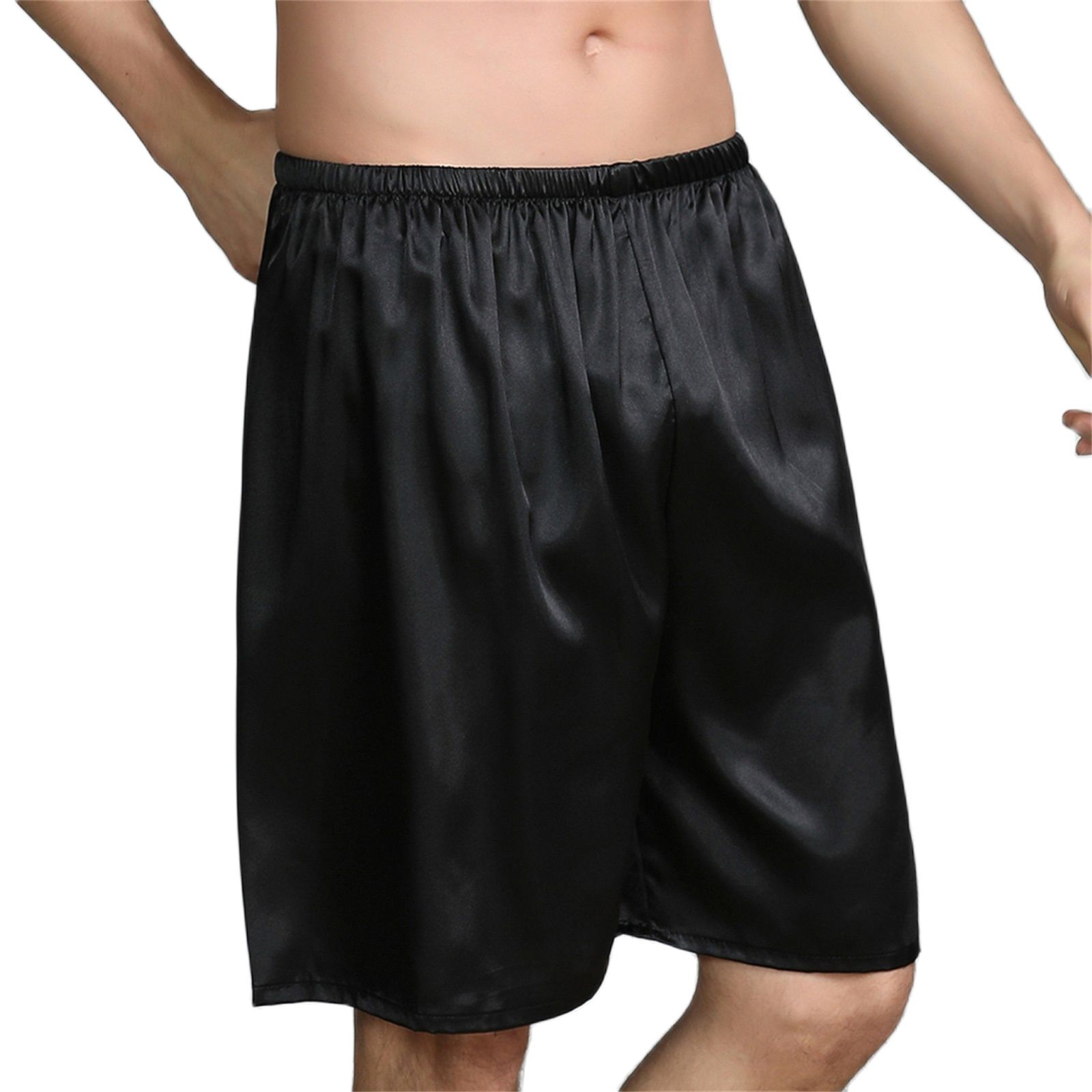 CLEVER-MENMODE Herren Casual Home Nachtwäsche Satin Pyjama Shorts Pyjama Schlafhose Boxer Kurze Hose Lounge Homewear