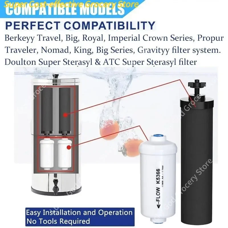 Filtre à eau de remplacement 2 BB9-2 et 2 fluorures PF-2, Compatible avec le système de filtrage d'eau par gravité Black Berkey