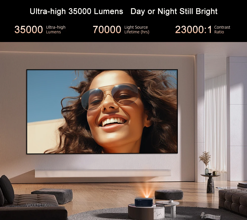 VOXFLIX VF71 Full HD 1080P 35000 Lumens Auto focus Auto keystone Projector 4K Android 12 WiFi6 Home Theater Smart Beam