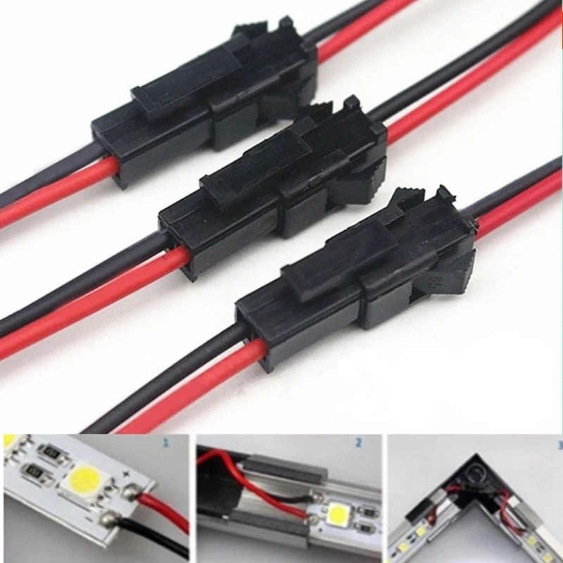 10 pares 15CM JST SM 2 pines enchufe macho y hembra conector de Cable conector de Cable enchufe en espiral para tira de luz LED lámpara de cinta