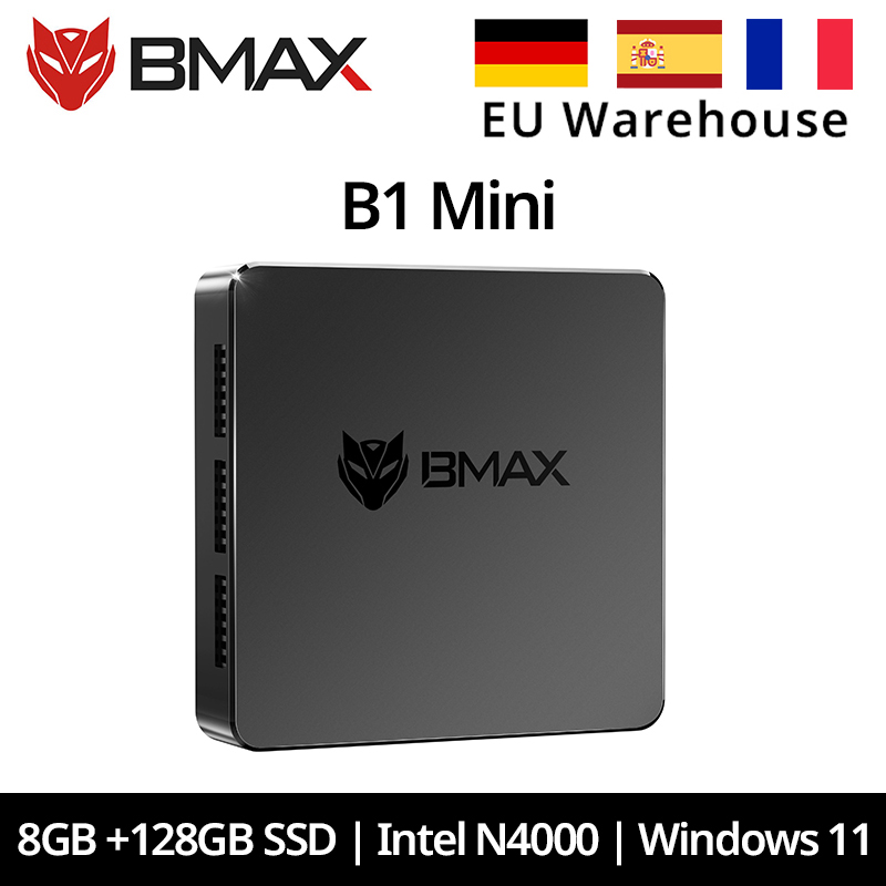 Bmax Mini Pc B1 Mini Windows11Pro 8Gb Ram 128Gb Rom N4000 Micro Desktop Computer Dual-Band Wifi Mini PC