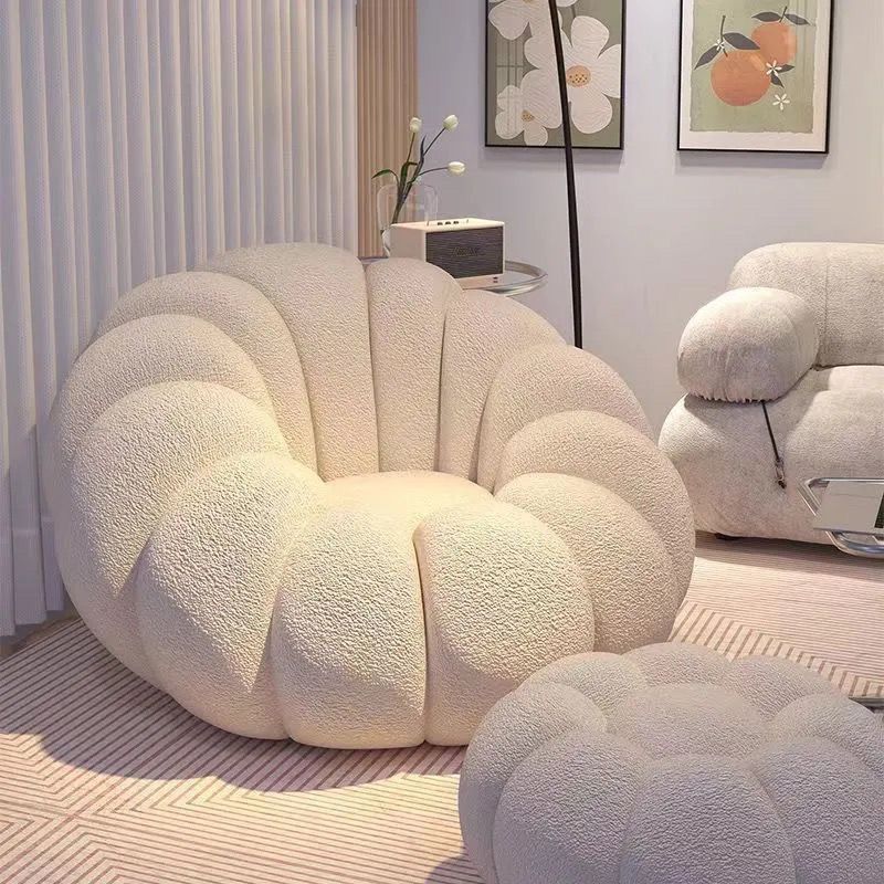 Lazy Sofa Reclining and Sleeping Cream Wind Pumpkin Pedal Bean Bag Tatami Single Small Sofa Lazy Nest Chair