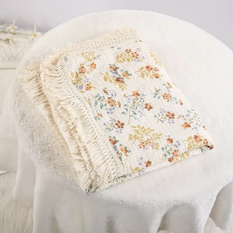 Coperte per fasciatoio con nappe Double Guaze per accappatoio traspirante in mussola di cotone per bambini Coperte per passeggino per bambini