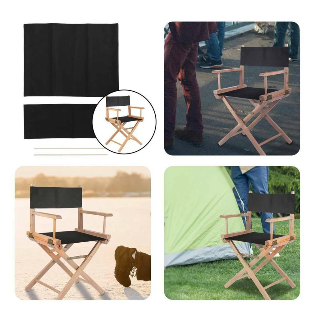 Kit de fundas de asiento de silla lavables, funda de lona de repuesto para asiento de silla de director, funda plegable para silla de playa (53*41,53*20) + 2 uds Bambo