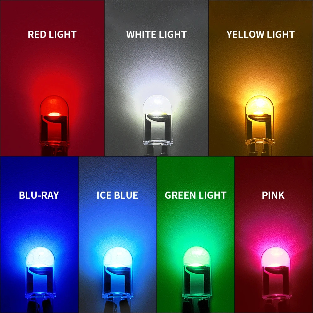 หลอดไฟ LED 194 W5W T10 10ชิ้น, หลอดไฟรถยนต์ทรงซังข้าวโพดโคมไฟสัญญาณหลอดไฟอุปกรณ์เสริมป้ายทะเบียนรถ6000K ลิ่ม