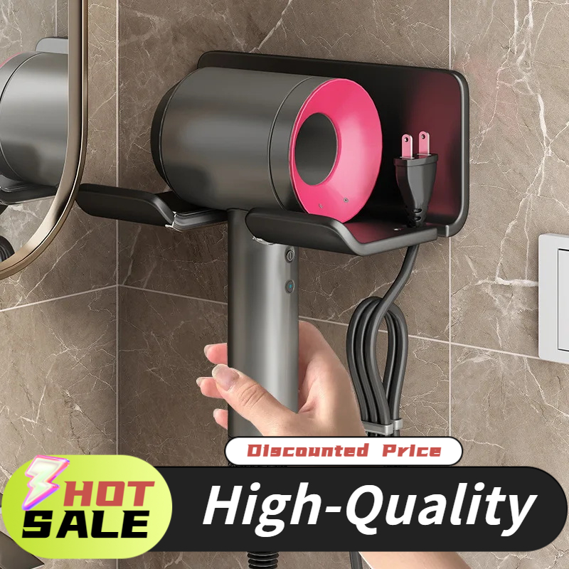 Suporte de parede para secador de cabelo, alisador de cabelo, organizador de banheiro, organizador de prateleira de banheiro