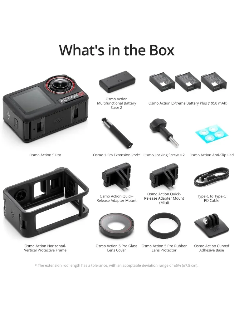 DJI Osmo Action 5 Pro Adventure Combo, Action Camera 4K with 1/1.3" Sensor, 12h Extended Battery Life with 3 Batteries, Stabiliz