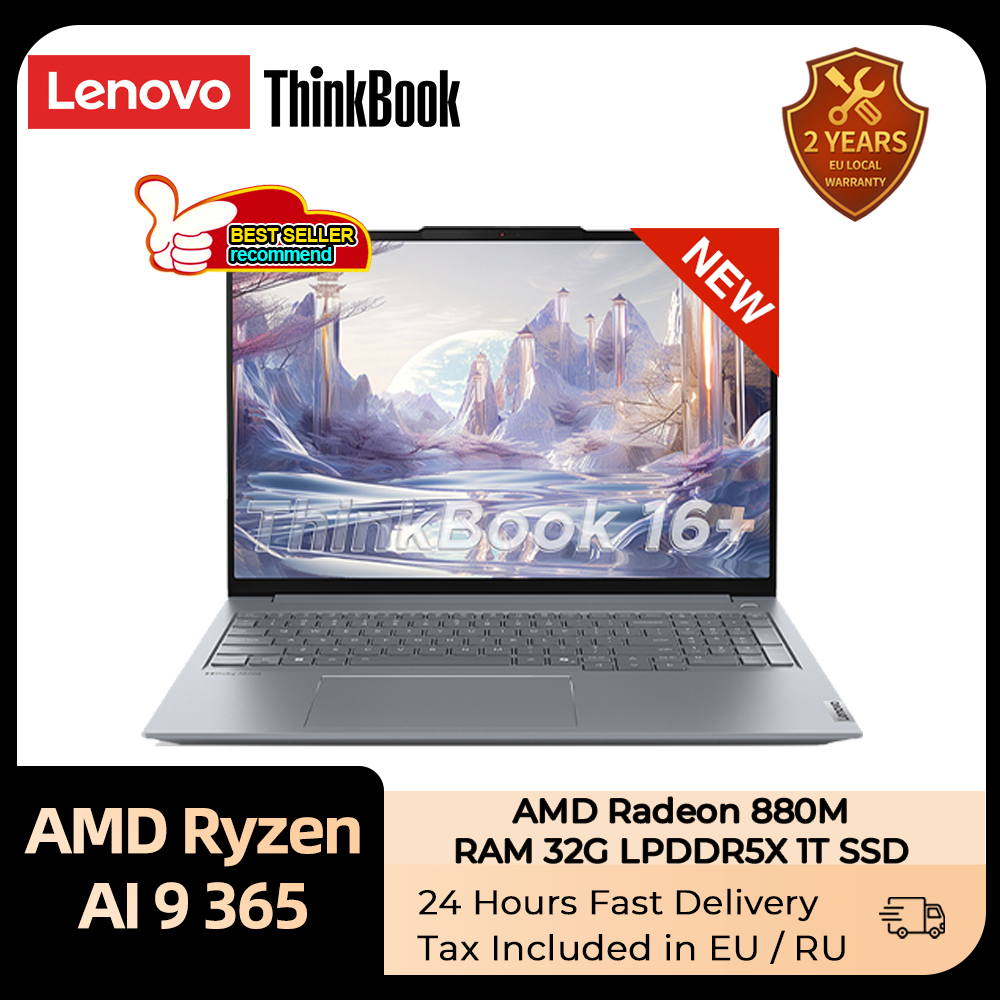 Lenovo Laptop ThinkBook 16+ 2024 AI Ryzen AI 9 365 RAM 32 GB 1 TB SSD AMD Radeon 880 M 16-Zoll 3,2 K LED 165 Hz Bildschirm Notebook-PC