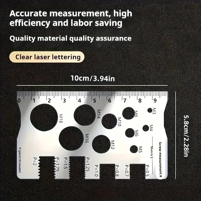Thread Pitch Gauge Measurement Ruler High Accuracy Stainless steel for Screw Measuring Gauge Tool Bit Bolt Nut Screw Craft