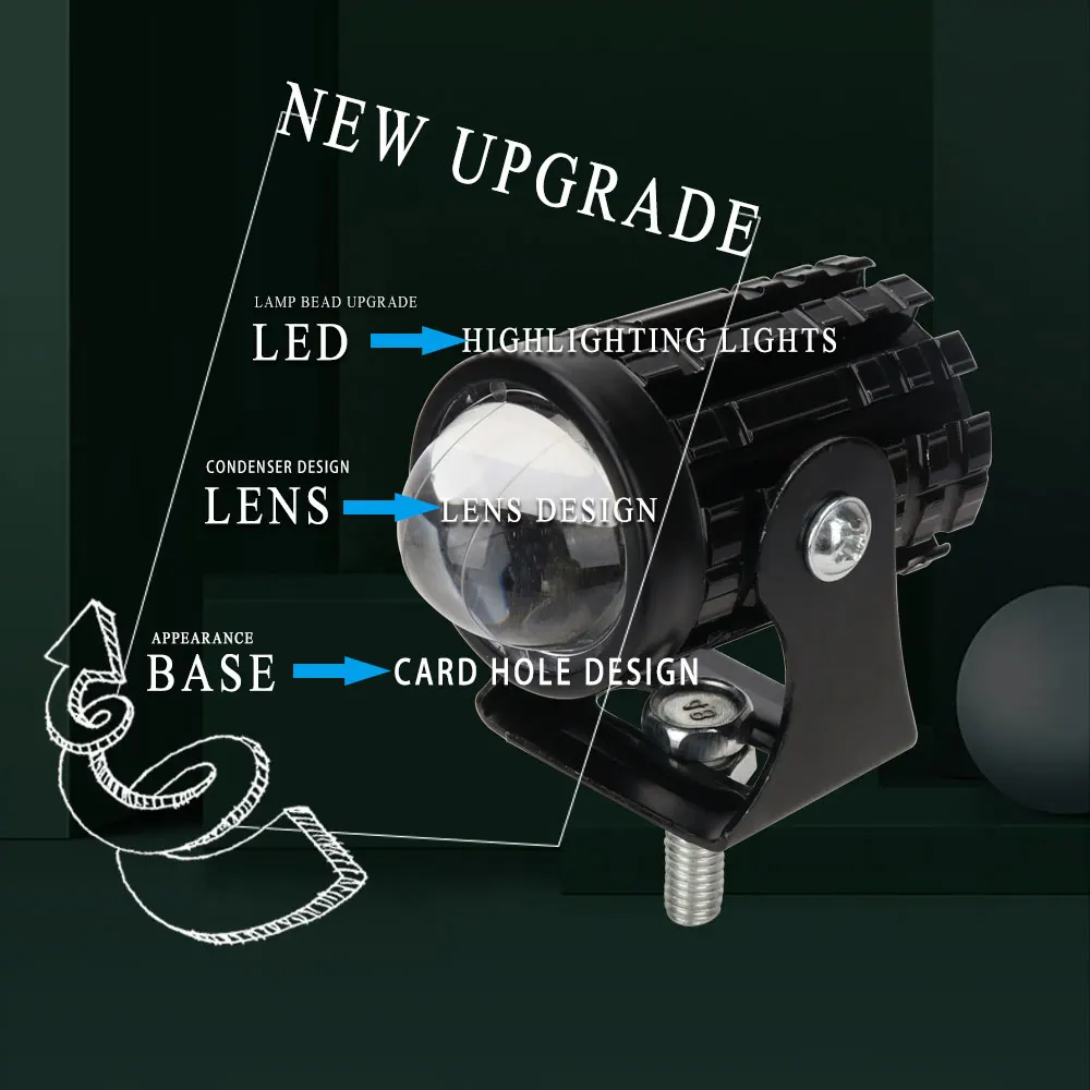 1 Uds Mini luz de conducción foco de faro LED de doble Color para ATV Scooter conducción lámpara antiniebla accesorios de motocicleta