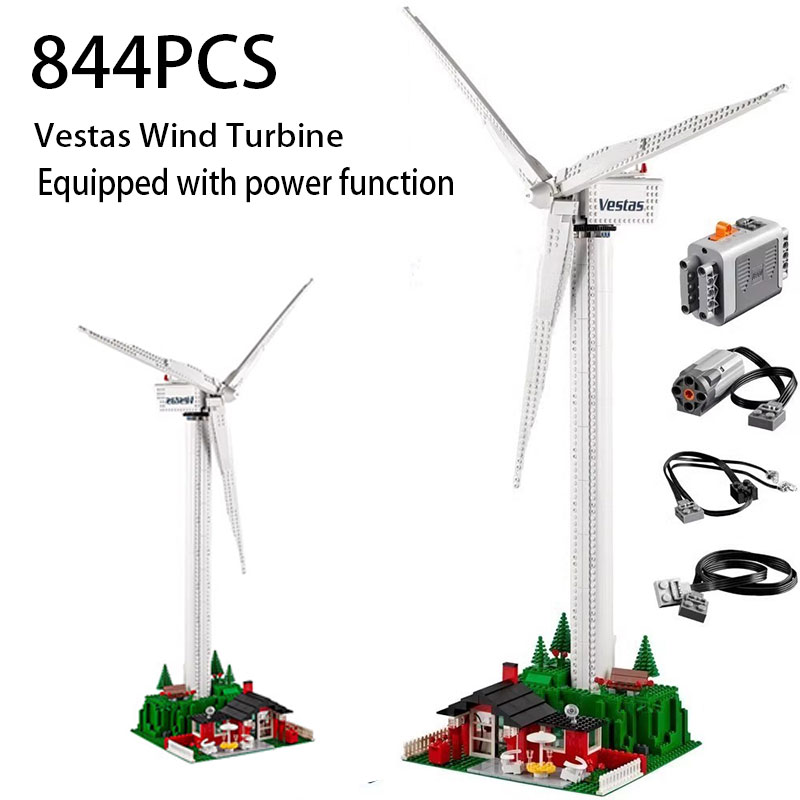 844PCS Kreative Serie Vestas Wind Turbine Bausteine Elektrische Windmühle Generator Modell 10268 Ziegel Spielzeug Für Junge Kinder geschenk