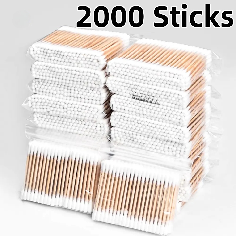 2000 палочек с двойной головкой, бамбуковые ватные палочки, деревянные палочки, ватный тампон для макияжа, чистка носа и ушей, уход за домашними животными, искусство и ремесла