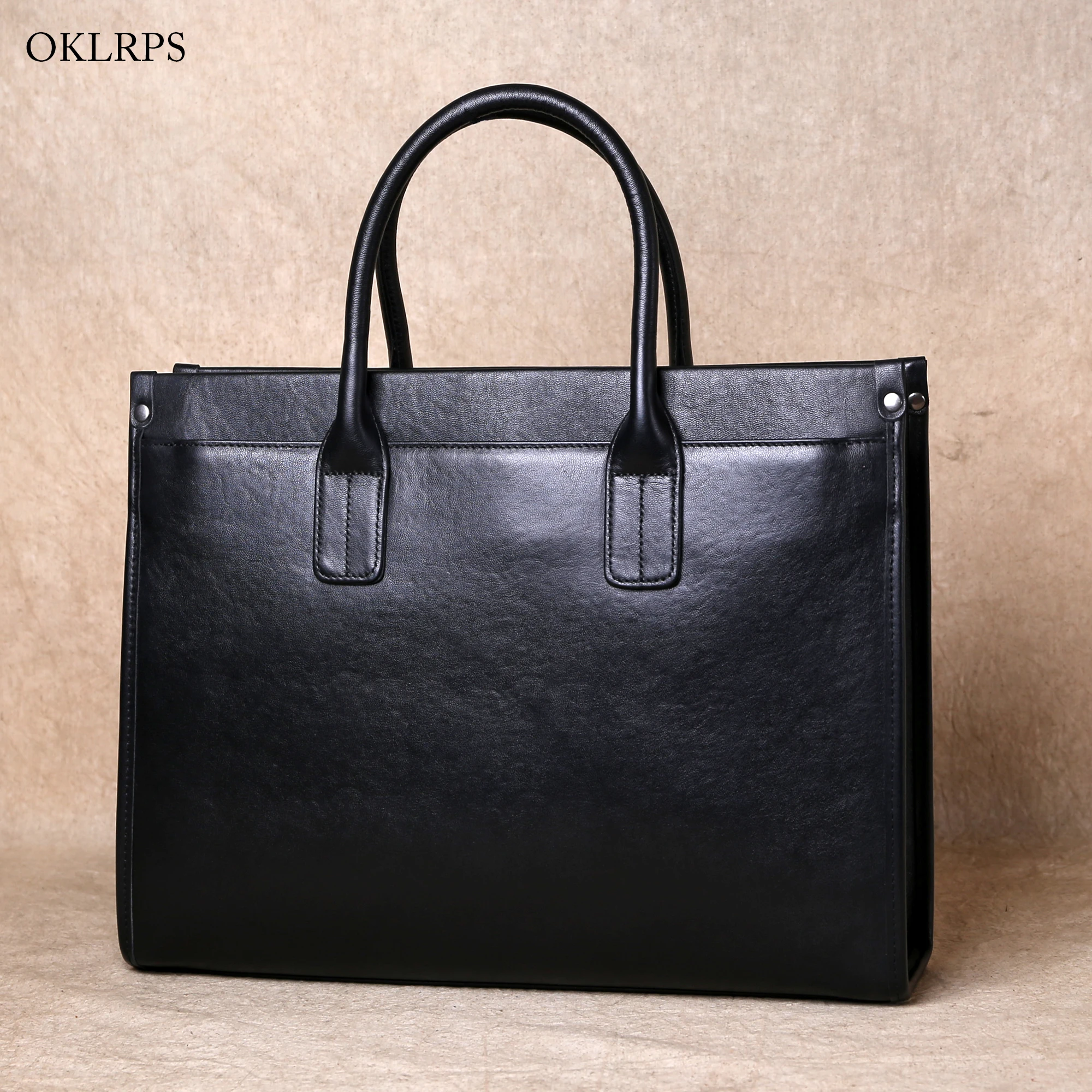 Bolso de cuero de negocios clásico, bolso de ordenador de piel de vaca de capa superior, maletín multicapa, bolso de hombro, bolso cruzado