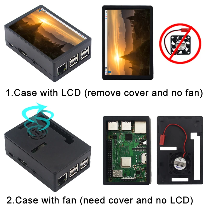 Pantalla táctil Raspberry Pi 3 B Plus de 3,5 pulgadas TFT LCD 480*320 GPIO Monitor ABS caja para Raspberry Pi 4 modelo B 3B + 3B