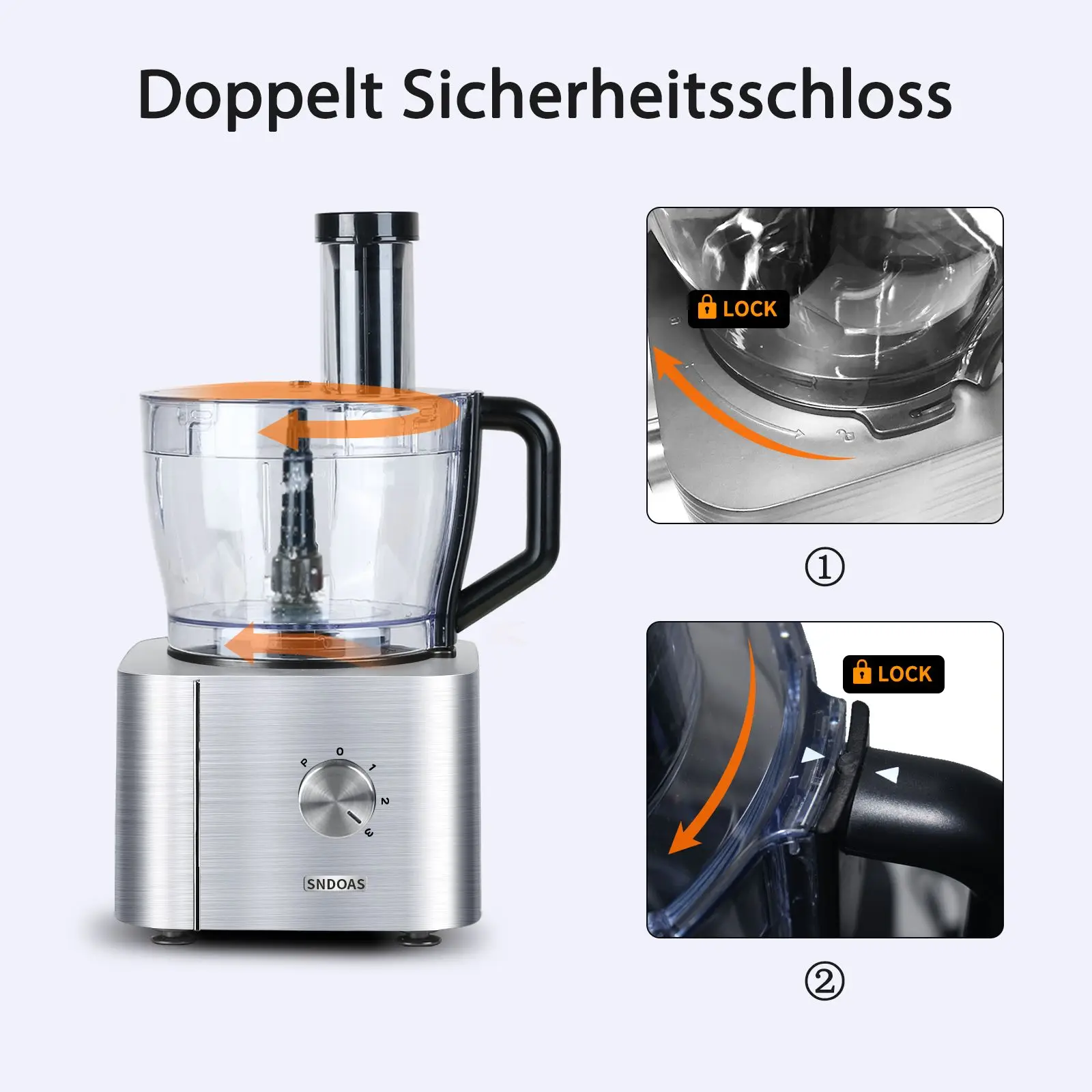 TopStrong 1100W 3,2L + 1,5L robot culinaire à trois vitesses YYFP405