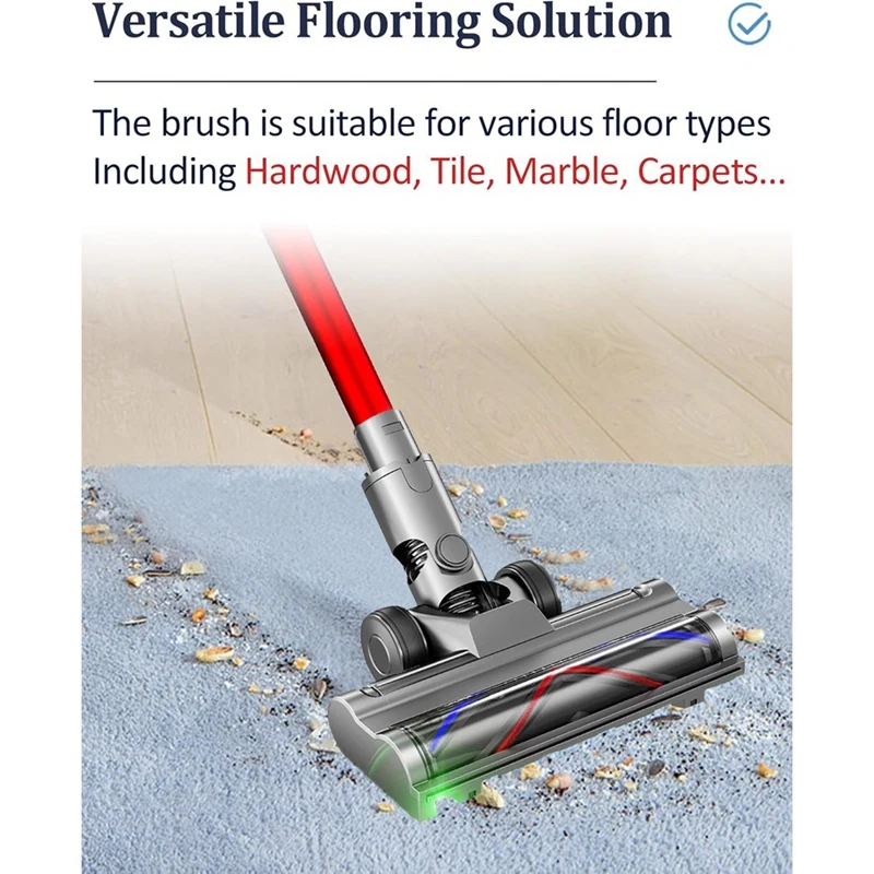 Electric Floor Brush Head For Dyson V6 DC58 DC59 DC62 DC72 Vacuums Attachment With LED Dust Lights For Floor Cleaner