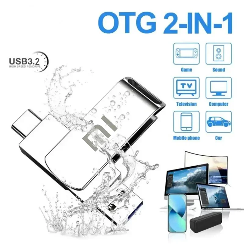 Xiaomi USB 3.2 16 ТБ USB-накопитель Type-c 2-в-1 8 ТБ 16 ТБ OTG Pendrive 4 ТБ Высокоскоростной флэш-накопитель 2 ТБ для компьютера, ноутбука