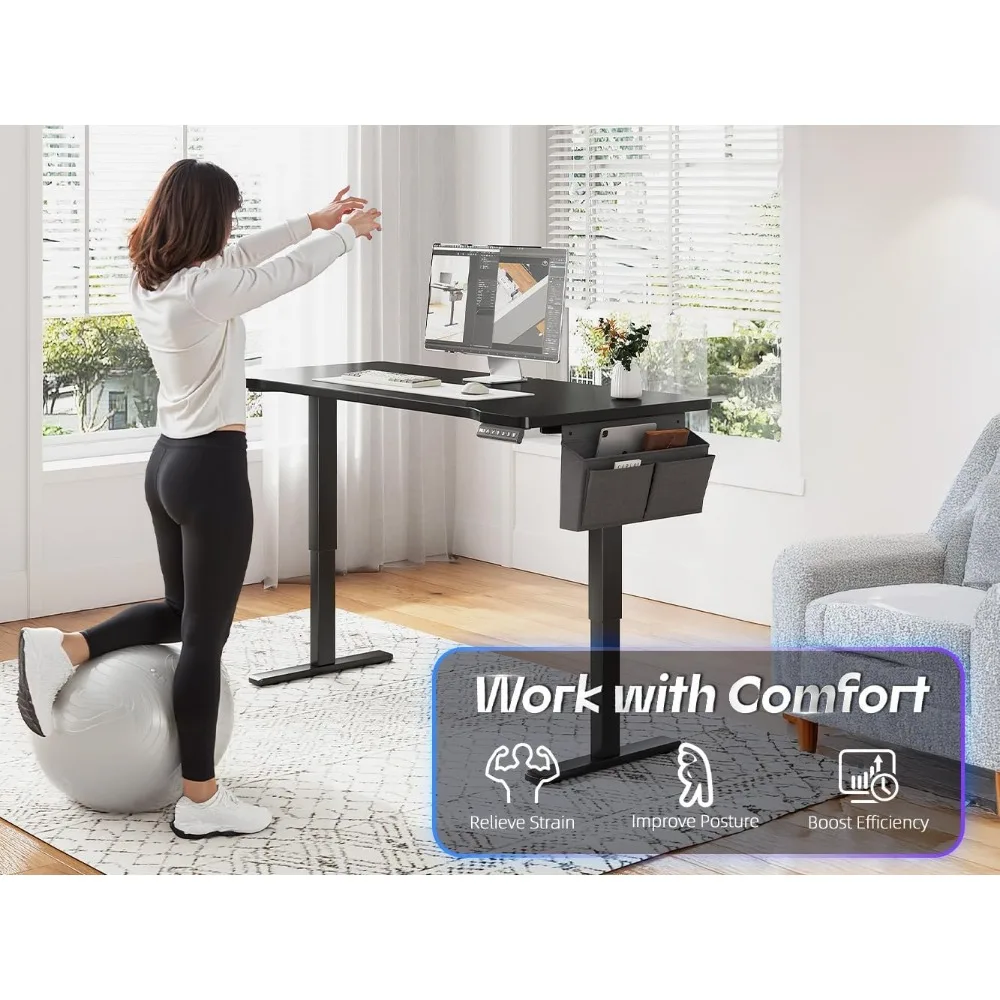 Standing Desk with LED,Electric Computer Desk,48 x 24 Inch Adjustable Desks Height with 3 Memory Preset,Sit Stand Up Desks