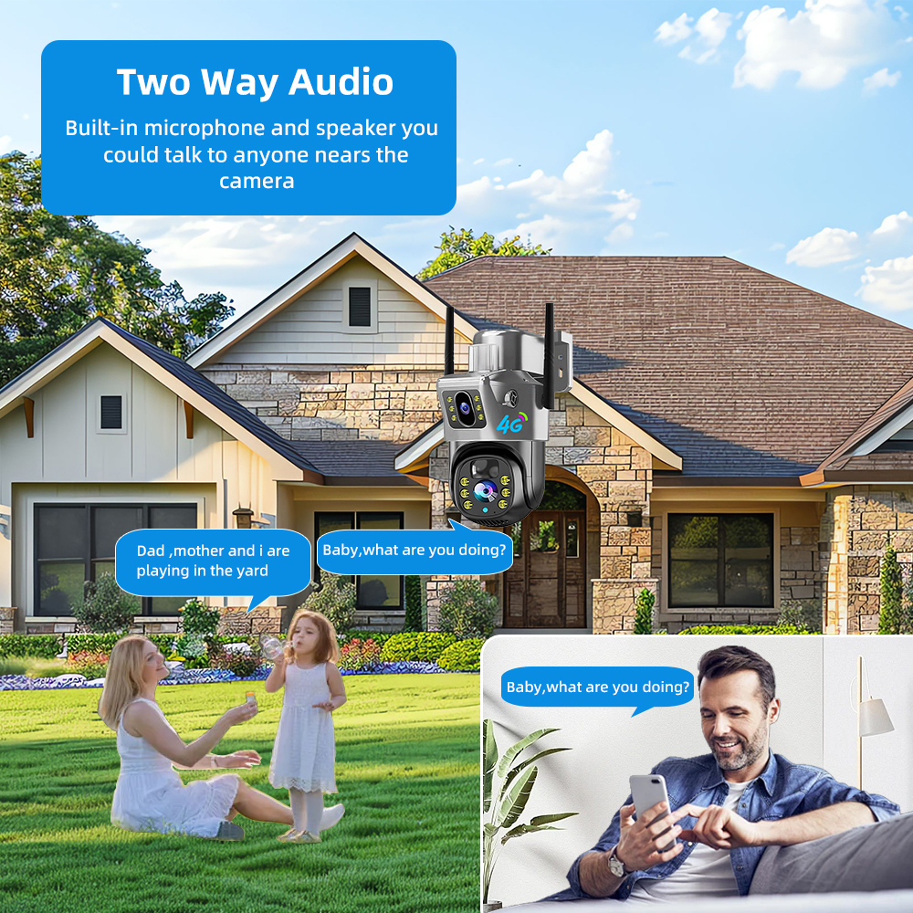 V380 PRO 12MP 4G Outdoor Security Camera Auto Tracking 6K Night Vision Dual Lens PIR CCTV Security Protection