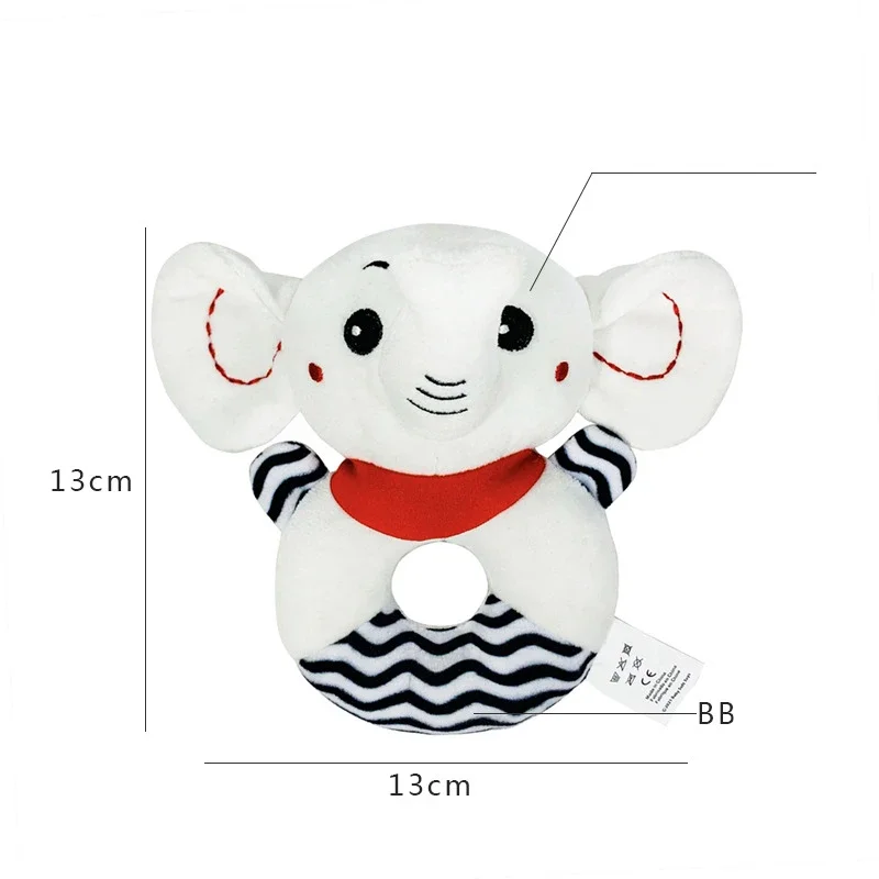 Rattles-赤ちゃん用のぬいぐるみのガラガラ,0〜12か月,黒,白,幼児用ベッド,ベビーカー用の吊り下げ式人形