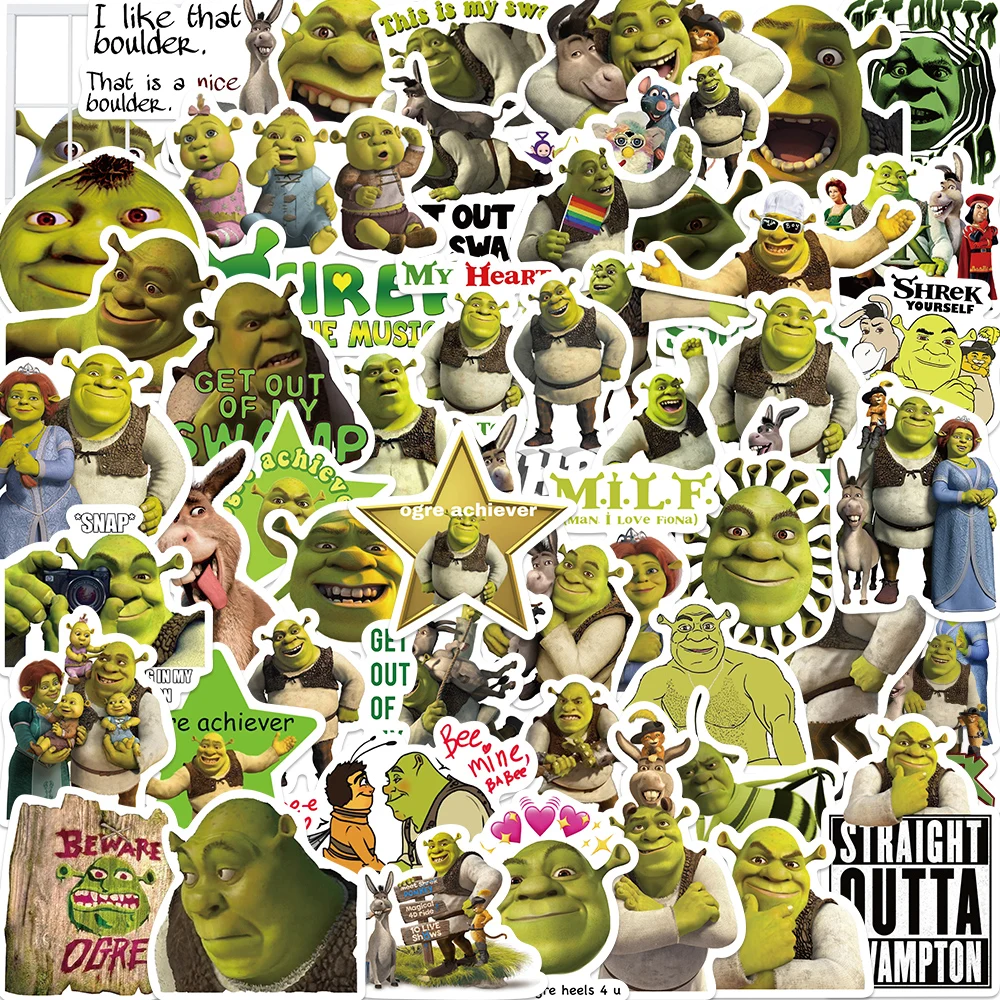 52 pezzi Cartoon Monster Shrek Graffiti adesivo valigia fai da te laptop valigia chitarra stella adesivo decalcomanie impermeabili