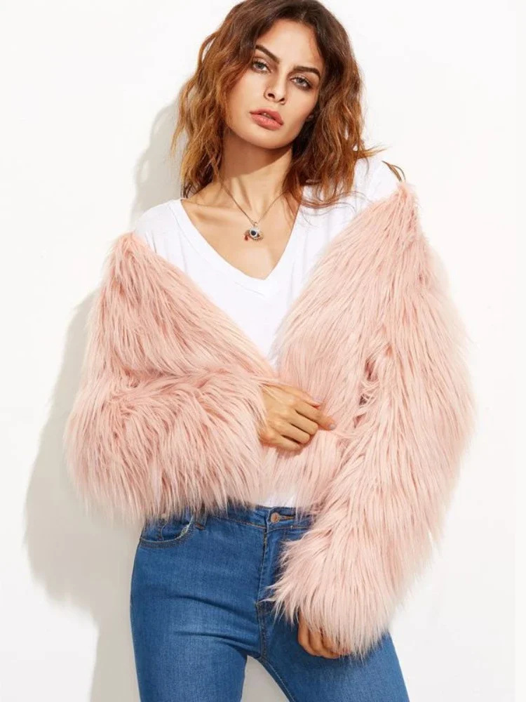 Frauen Warme Faux Fuchs Pelz Kurzen Mantel Winter Freizeit Casula Kurze Jacke Windjacke Frauen Dicke Flauschige Luxus Bontjas Oberbekleidung