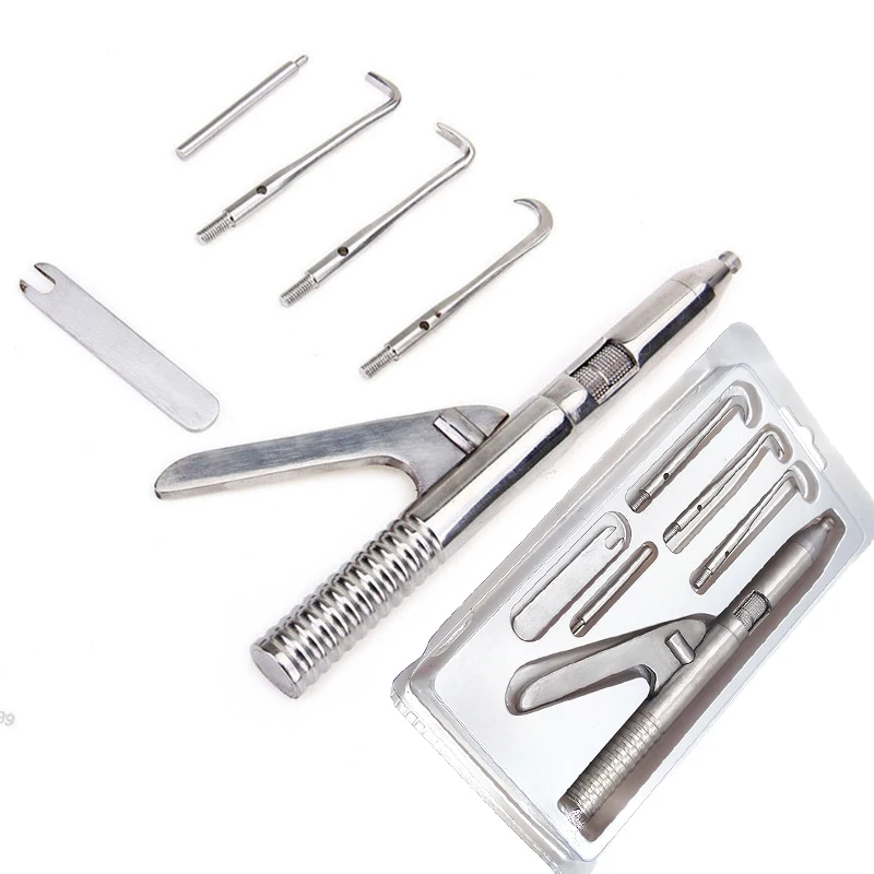 1 Set Zahnmedizin Automatische einhändige Kronenentfernerpistole Edelstahl Dental Chirurgische Instrumente Werkzeuge mit 3 Arbeitsspitzen