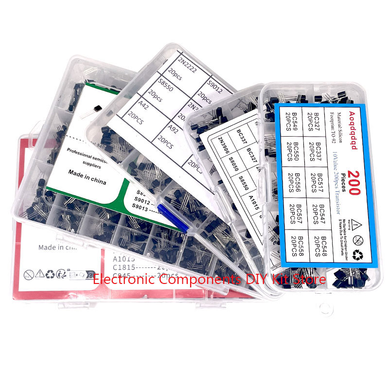 50-840PCS Transistors kit NPN PNP S8050 S8550 S9012 2N3904 2N3906 C1815 A1015 J13001 BC327 BC337 BC517 BC547 BC548 BC549 BC558
