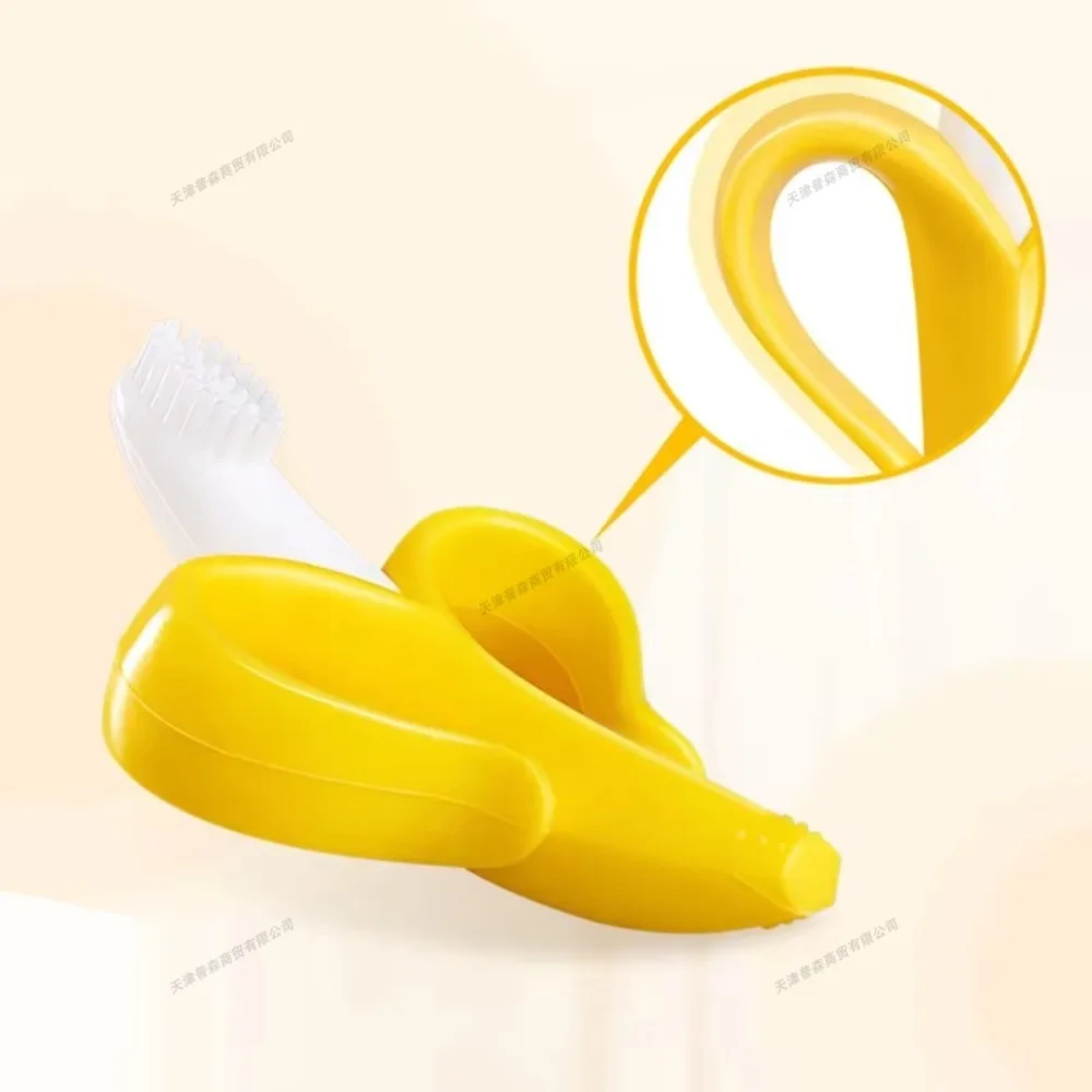Mordedor para bebé con forma de plátano, cepillo de dientes de silicona sin BPA para la dentición para niños pequeños, cepillo de dientes masticable para entrenamiento de cuidado Dental para niños