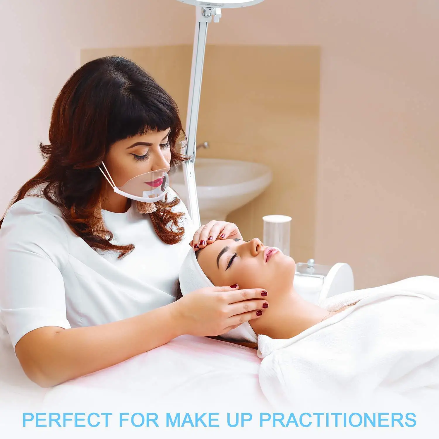 5 個再利用可能な透明防曇マスクシールドカバーレストラン学校プラスチック抗唾液口シールド美容タトゥーアクセサリー