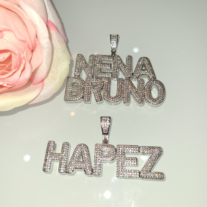 Custom Name Necklaces Personalized Word Pendants Bubble Hip Hop Jewelry Drop Shipping Factory Directly