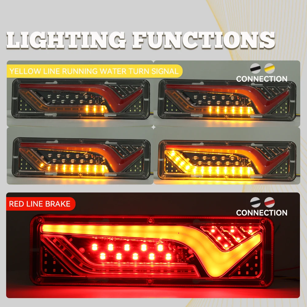 2 PCS 12 V-24 V LED ไฟท้ายรถบรรทุกด้านหลังไฟเลี้ยวเบรคย้อนกลับสัญญาณ Trailer รถบรรทุกรถบัส Camper Carailer หมอกโคมไฟ
