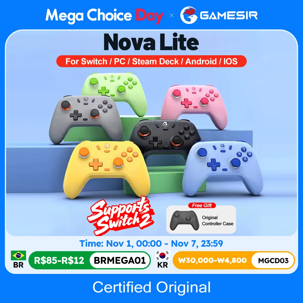 GameSir Nova Lite Gamepads PC Switch 2 controlador de juegos para Nintendo Switch 2 Switch Steam iOS Android Hall Effect Josticks