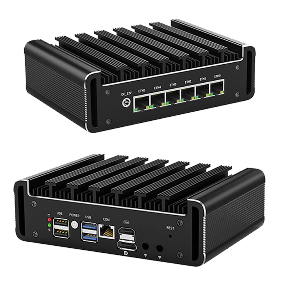 6 LAN 2.5G Soft Router i7 1185G7 i5 Intel i226-V 2*DDR4 NVMe SSD Firewall Computer Fanless Mini PC HDMI2.0 DP1.4 ESXi Proxmox