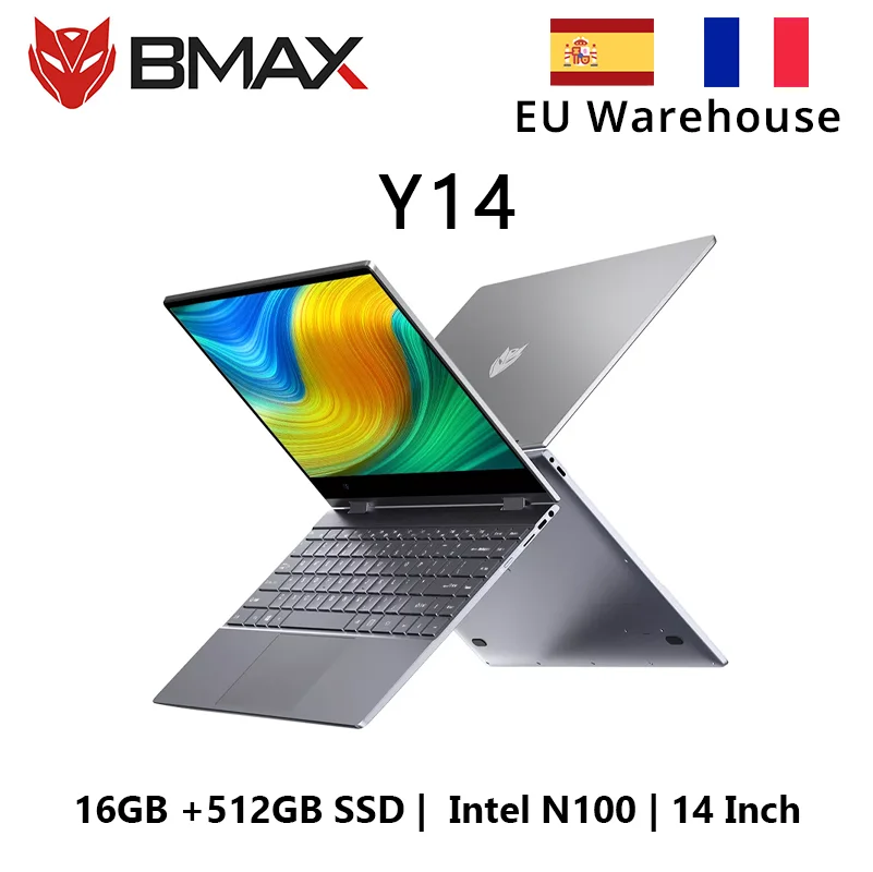 BMAX Y14 2025 360 °   Laptop 14 Inch Touch Notebook 16GB RAM LPDDR5 512GB SSD Windows 11 1920*1080 IPS Intel N100 Laptops Computer
